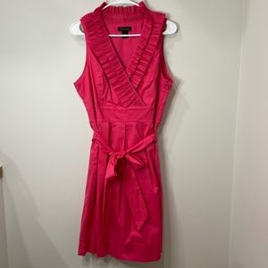 WHBM Fit Flare V Neck Pink Sz 12 Sleeveless Dress